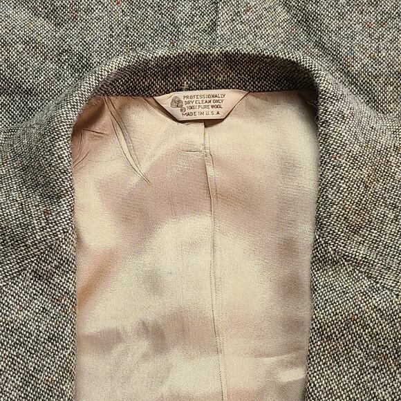 Hunt Valley 100% Wool Brown Tweed Sport Coat Blazer Elbow Patch Made In USA 40R - Picture 4 of 7